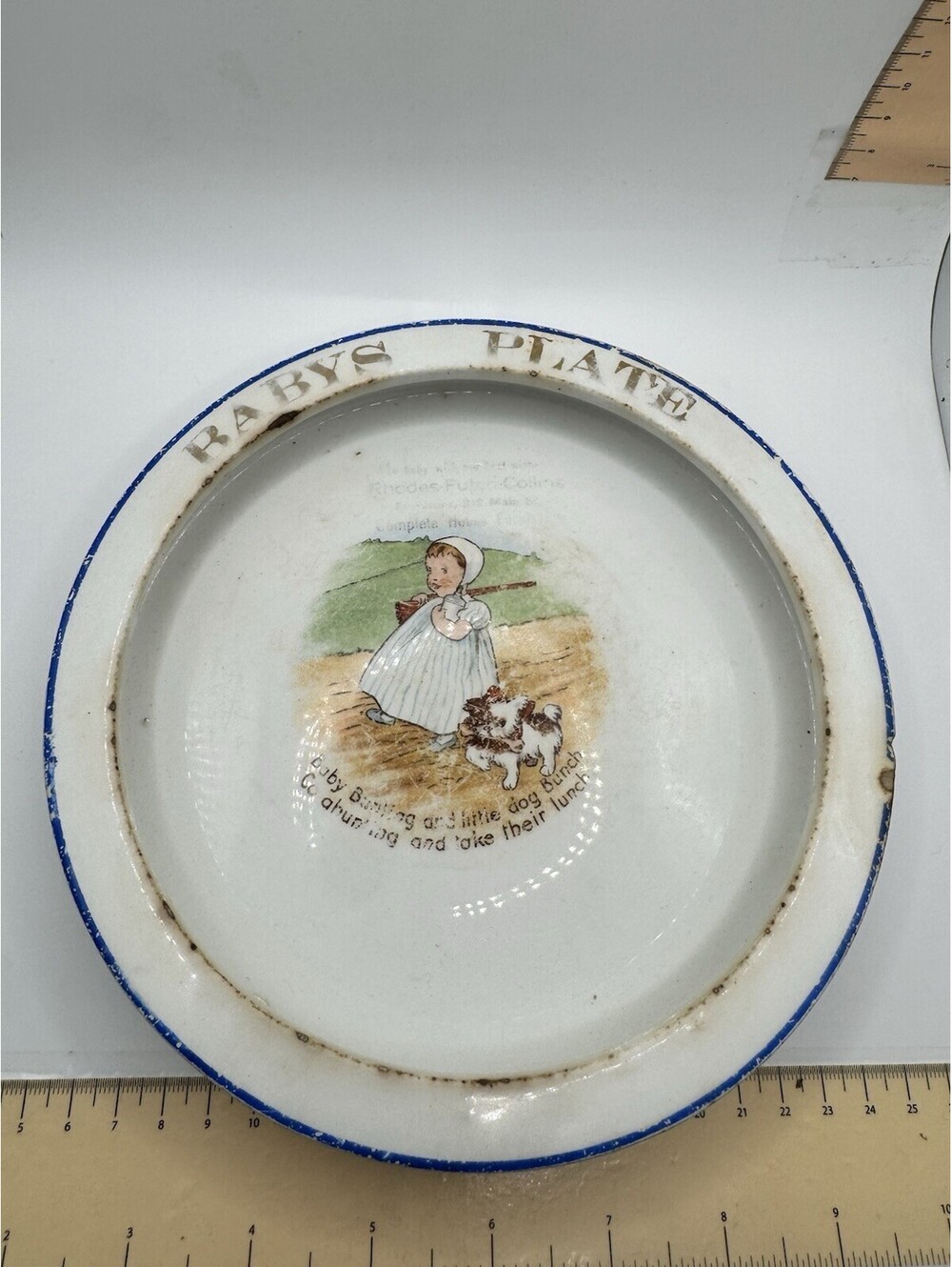 Antique Trenle China Co Baby Bunting Nursery Rhyme Advertising Plate 8 inch